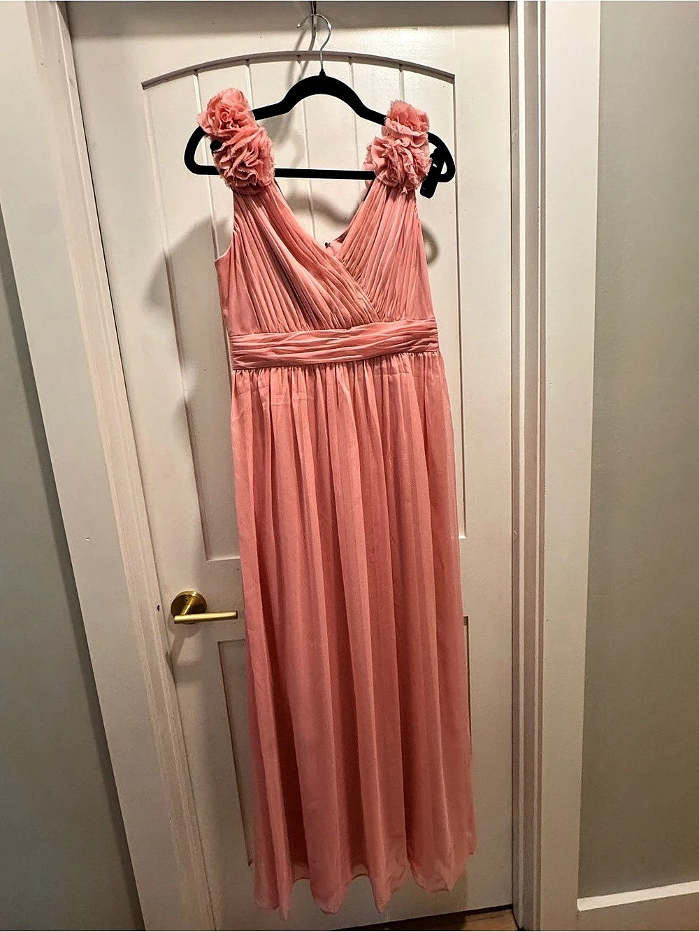 Adrianna Papell Floral Strap Chiffon Gown Pink Size 10